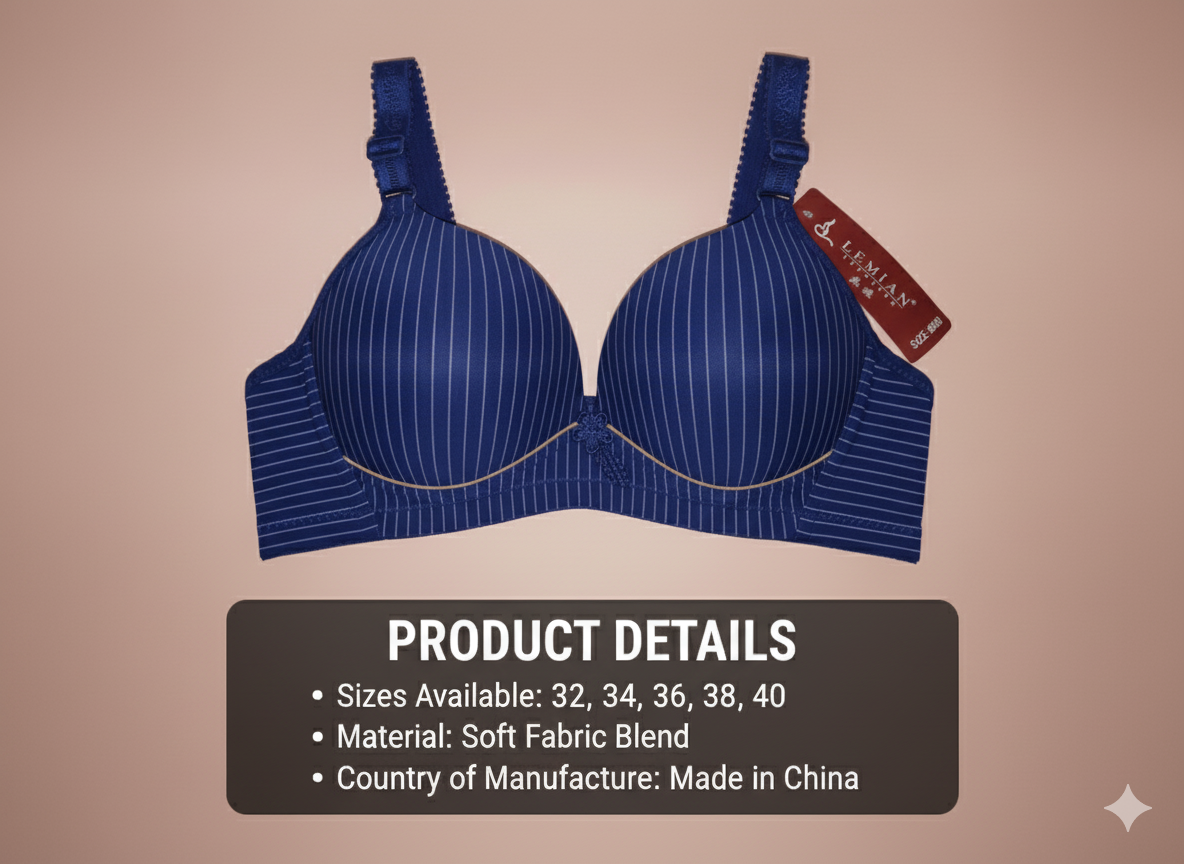 All-Day Comfort Women’s Bra – Breathable Soft Material, Various Colors